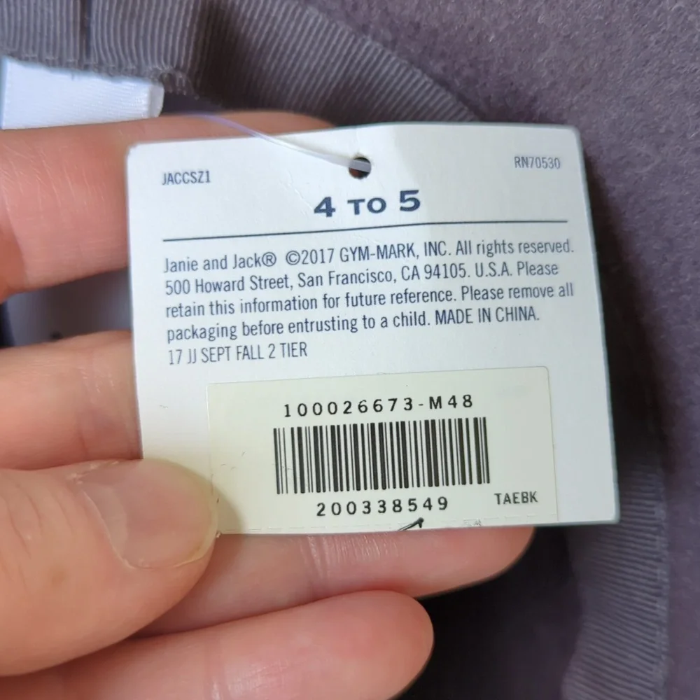 Jaine and Jack Girl's Gray Hat - Size 4-5 - Picture 6 of 7